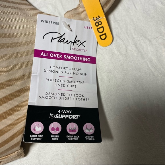 Playtex Secrets Perfectly Smooth Wireless Full Coverage Bra Pinstripe Shiny 38DD - Picture 11 of 12